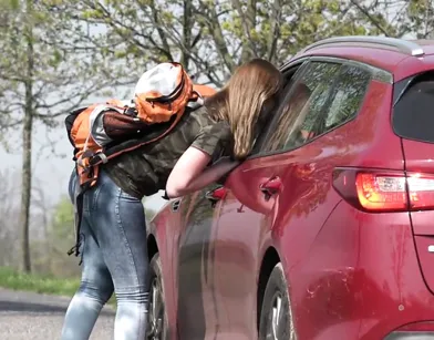 Секс студентки  автостопщицы